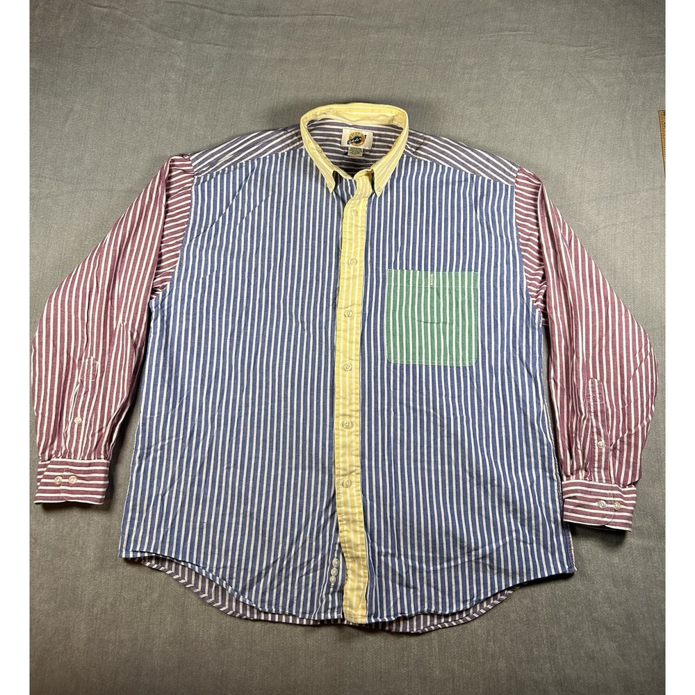 Vintage Field Gear Multi-Color Striped Fun Shirt Button Down Size Large